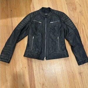 Genuine Leather Vintage Women's Black Leather Motorcycle Jacket